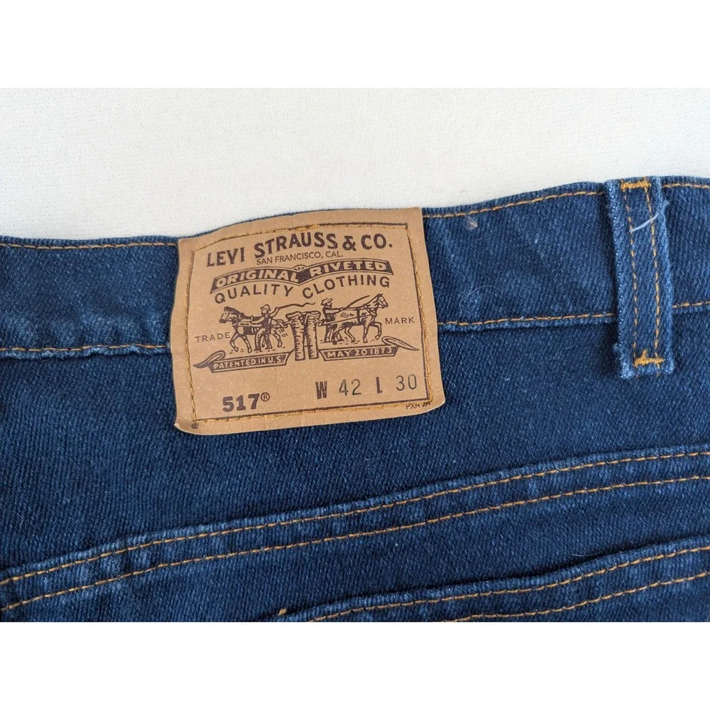 Vintage Levis 517 Bootcut Jeans Mens 42x30 Indigo Blue Made in USA 90s 517-2017